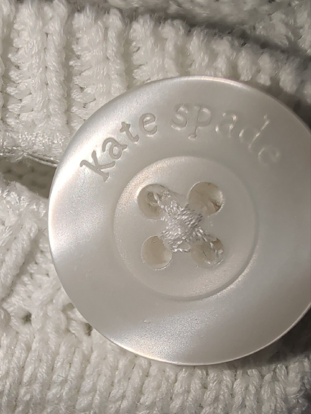 kate spade White Textured Knit Button-Up Cardigan - Picture 4 of 4